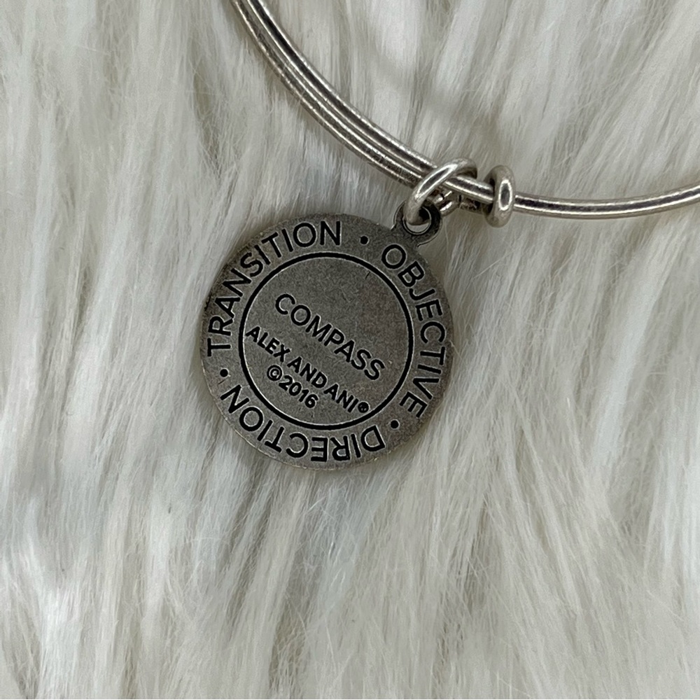 Alex and Ani Rafaelian Silver Compass Charm Bangle - Picture 3 of 3